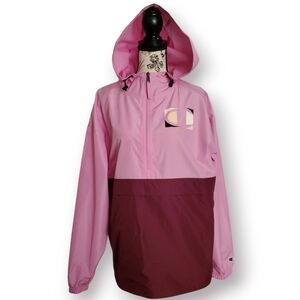 Champion Pink and Burgundy Hooded Windbreaker